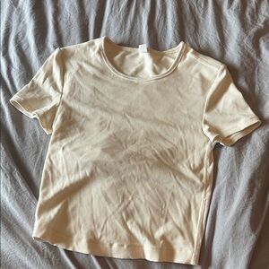 Cream Ribbed Women's Top Sz Sm